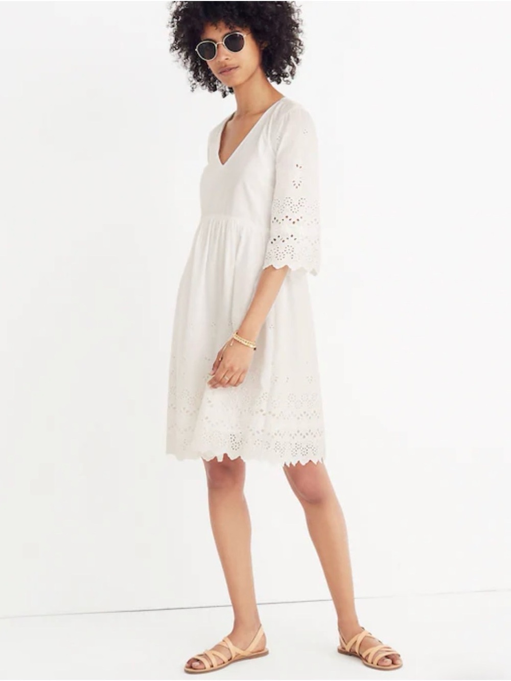 Madewell V-neck Eyelet Lattice Dress
White Chalk Size-4